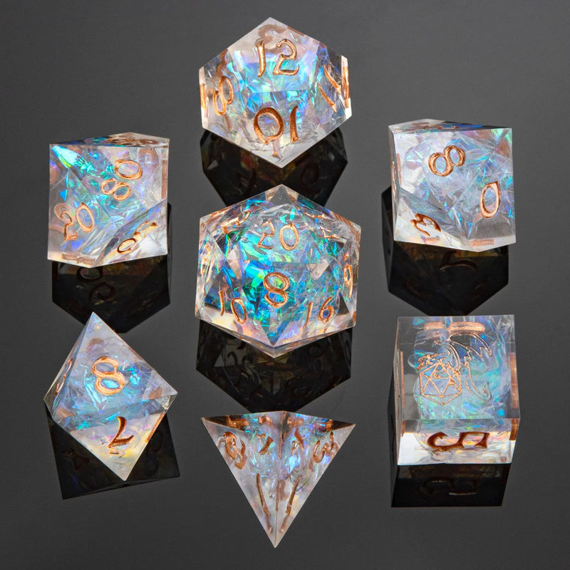 Captured Magic Handmade Sharp Edge Resin Dice-Opal