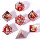 Metal Skull Inclusion Sharp Resin Dice Clear w/ Red Ribbon