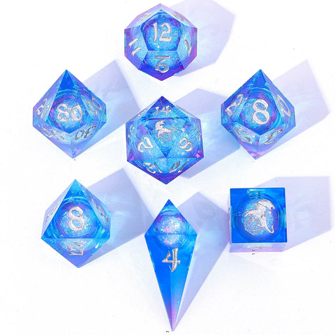 Sharp Edge Liquid Core RPG Dice Set - Fae Storm