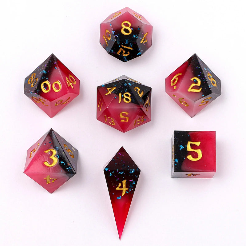 Captured Magic Sharp Edge Resin Dice Set - Magma Dip