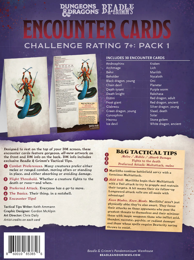 D&D 5E Encounter Cards - Challenge Rating 7+ Pack 1