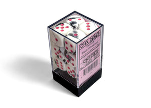 CHX 26669 Black- White/Pink 16mm d6 Dice Block (12 Dice)