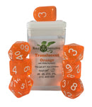 Translucent Orange w/ White Numbers - Set of 7 Dice
