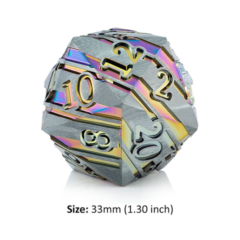 DAD361 Dice Habit: 33mm Jumbo D20 Dice - Metallic Rainbow (1)