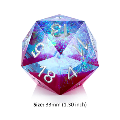 DAD362 Dice Habit: 33mm Jumbo D20 Dice - Ice Crystal (1)