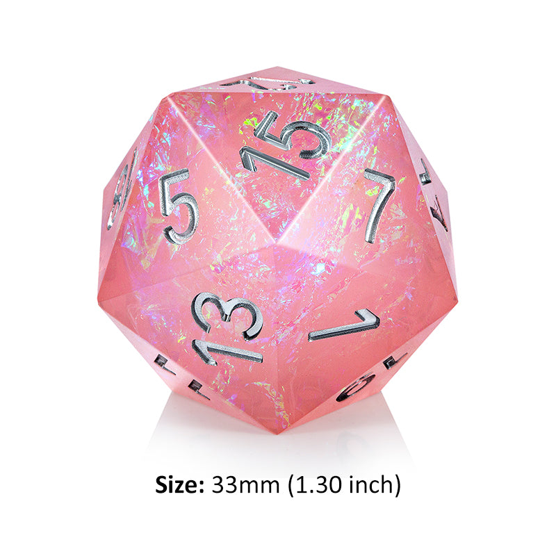 DAD363 Dice Habit: 33mm Jumbo D20 Dice - Pink Lemonade (1)