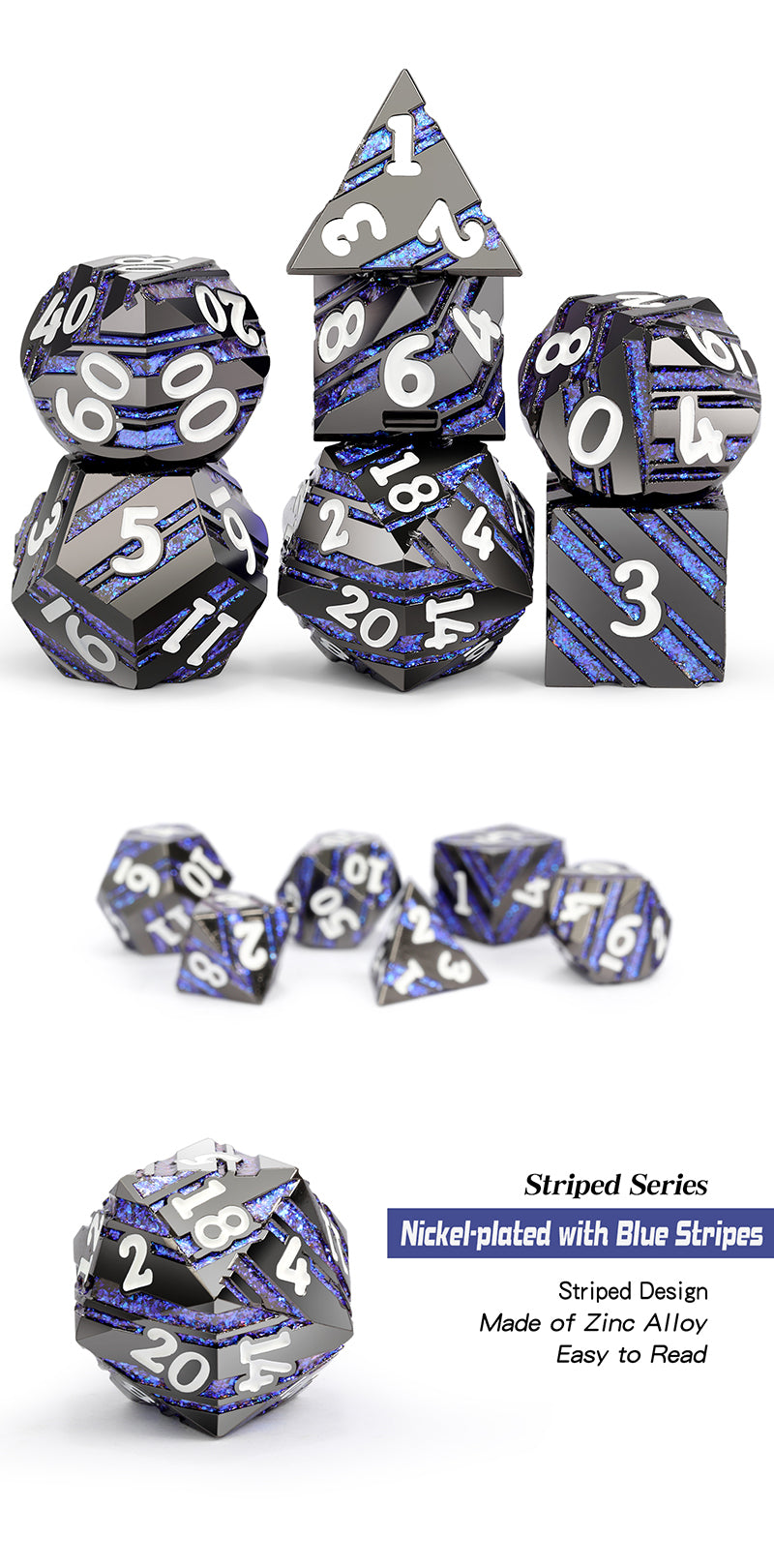 DAD670 Dice Habit: Zinc Alloy Striped Dice Set - Stargate