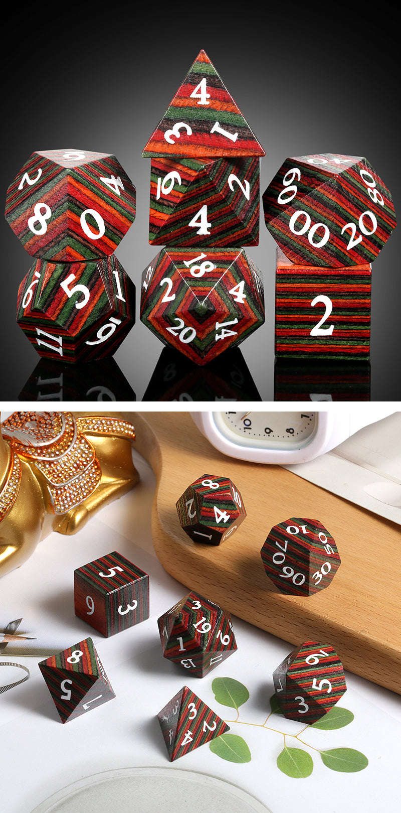 DAD837 Dice Habit: Wooden Dice Set - Rainbow Wood