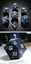 DAD838 Dice Habit: Wooden Dice Set - Black & Blue Striped Wood