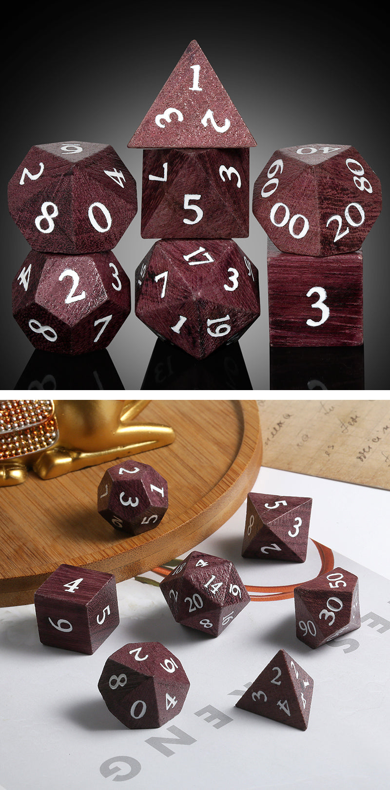 DAD840 Dice Habit: Wooden Dice Set - Purpleheart Wood