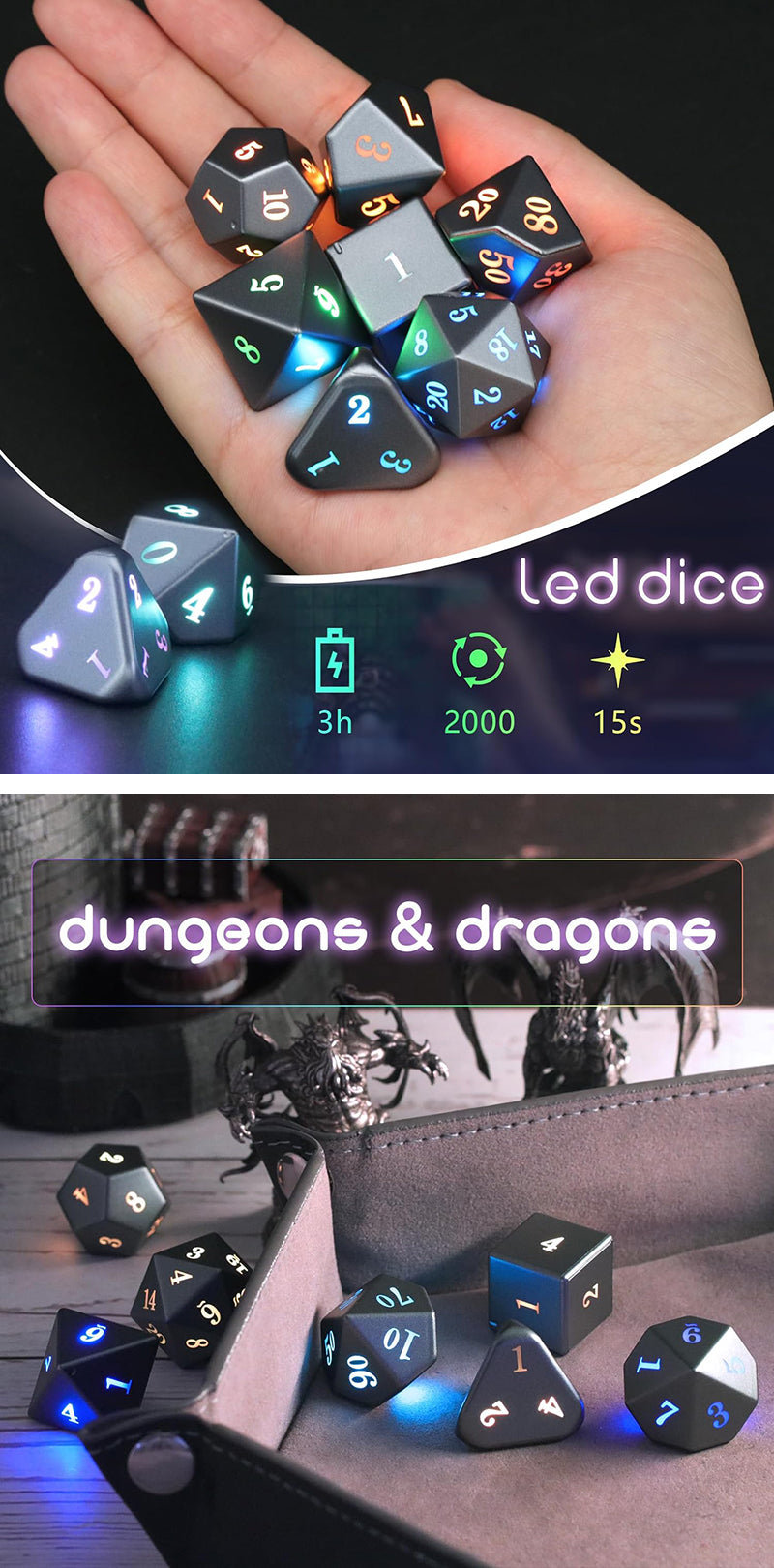 DAD863 Dice Habit: LED Dice Set - (Gen 2) Standard (7 dice set)