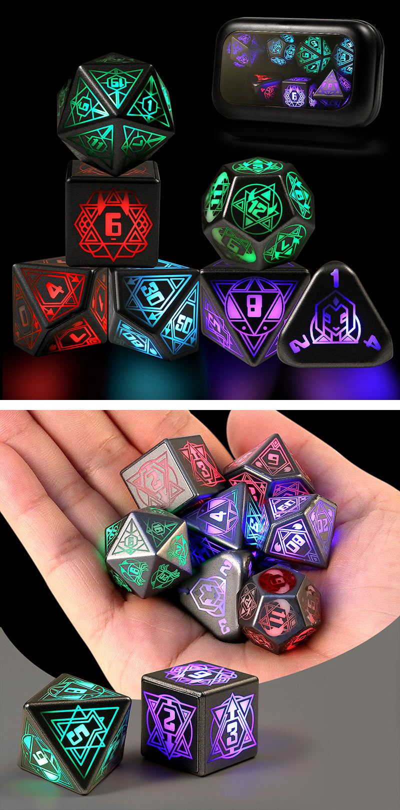 DAD864 Dice Habit: LED Dice Set - (Gen 2) Retro (7 dice set)