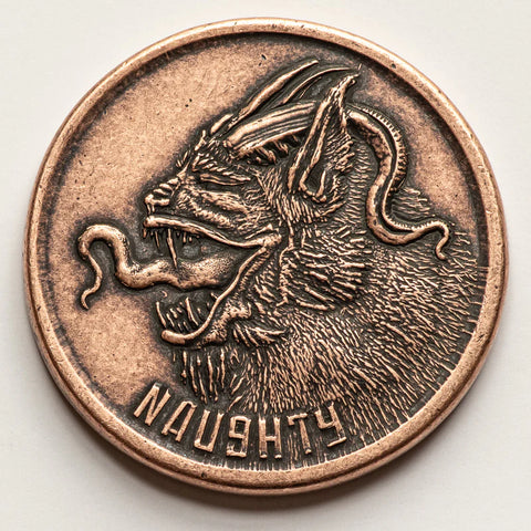Shire Post Mint - Naughty or Nice Decision Maker - Krampus and Santa Copper Coin