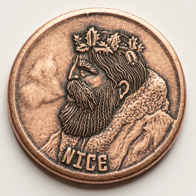 Shire Post Mint - Naughty or Nice Decision Maker - Krampus and Santa Copper Coin