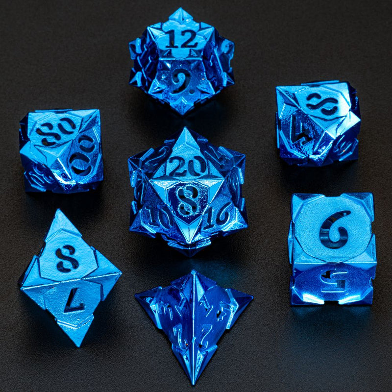 Morning Star Metal Dice Set - Hollow Numbers Blue