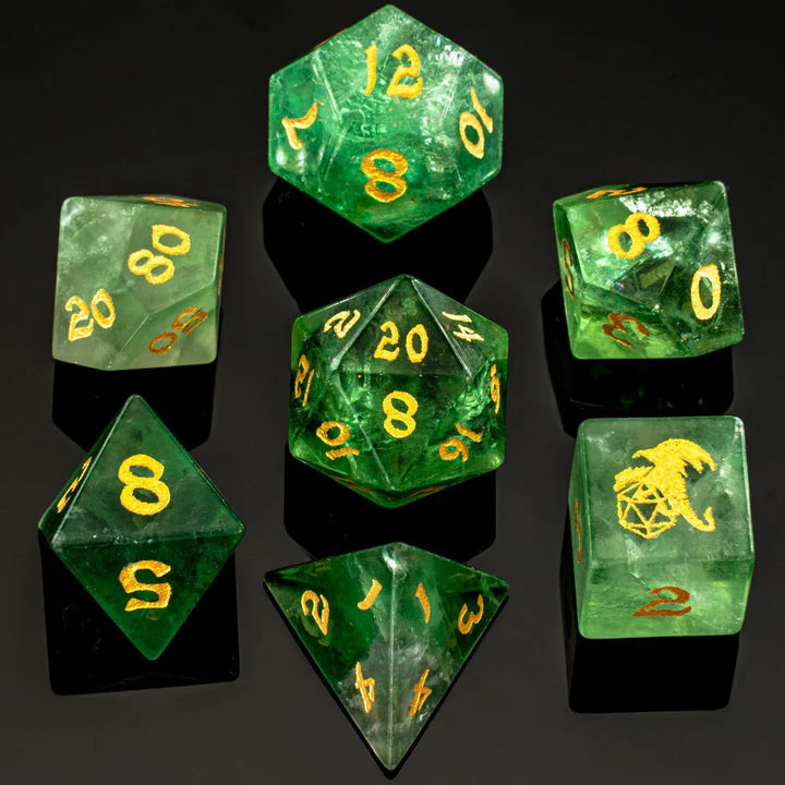 Dragon's Hoard Gemstone Dice - Green Fluorite