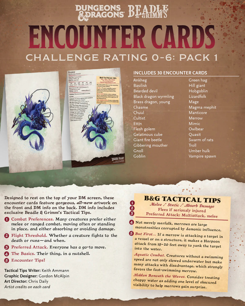 D&D 5E Encounter Cards - Challenge Rating 0-6 Pack 1