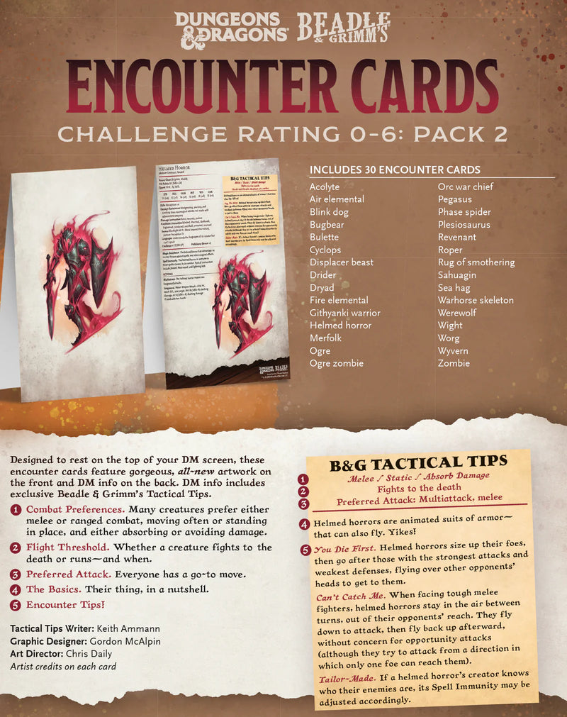 D&D 5E Encounter Cards - Challenge Rating 0-6 Pack 2