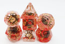 FBG2608 Red Swirl Ancient Gear (Polyhedral Dice Set)