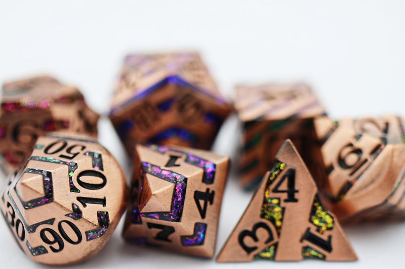 Foam Brain Dice Set: Copper with Rainbow Mica