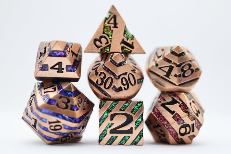 Foam Brain Dice Set: Copper with Rainbow Mica