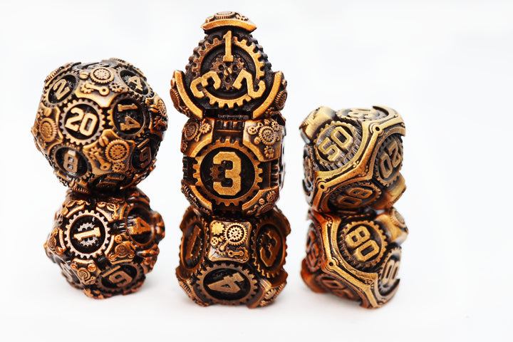FBG4456 Airship Gears: The Rustbucket (Metal Polyhedral Dice Set)