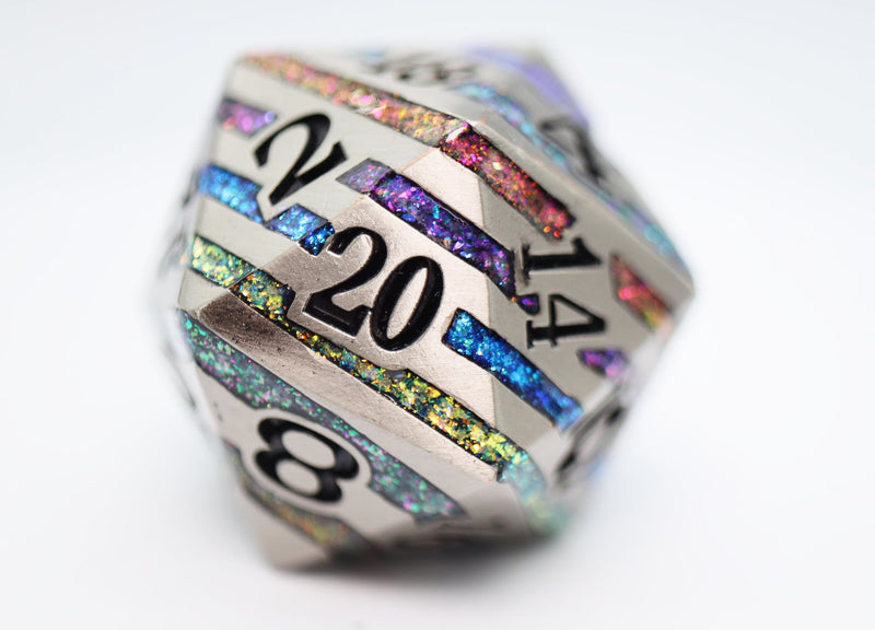 Foam Brain 35mm d20: Silver with Rainbow Mica
