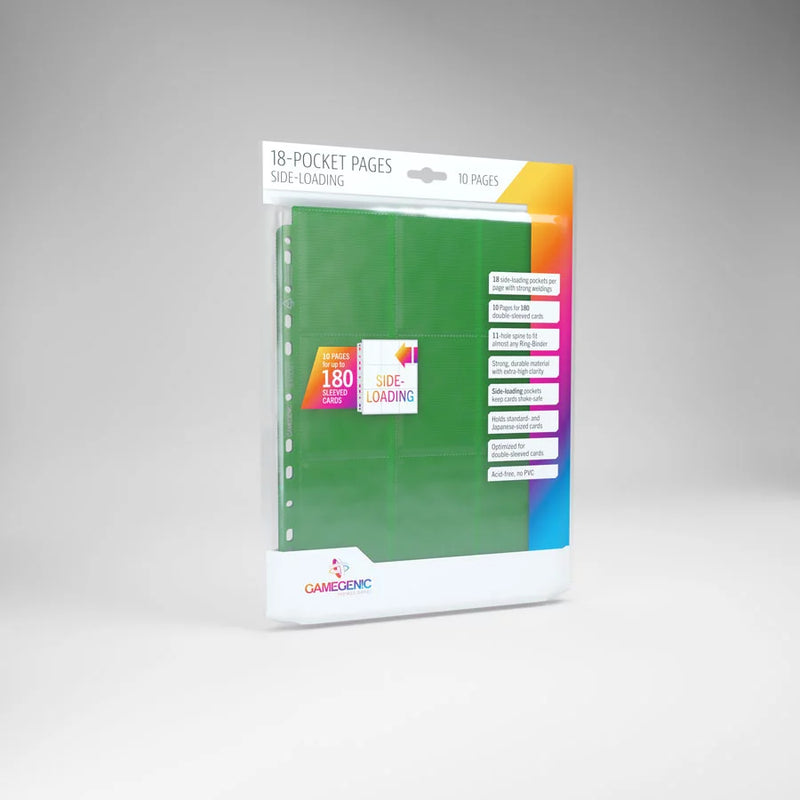 Gamegenic 18-Pocket Pages - Side-Loading (10), Green