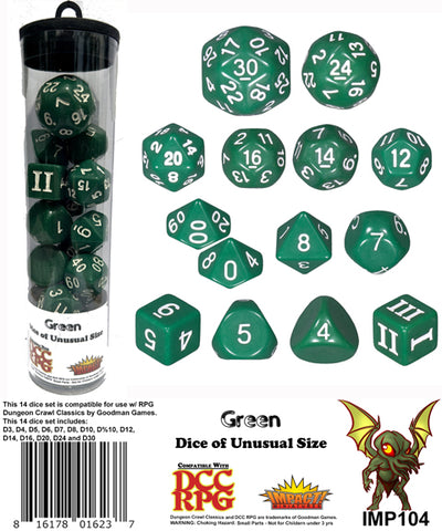 Dice of Unusual Size: Green Dice Set