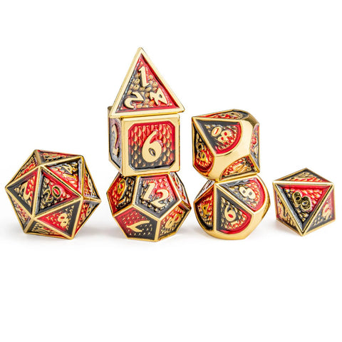 Behemoth Metal Dice Set - Gold W/ Red & Black