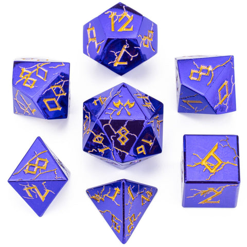 Solid Barbarian Metal Dice Set - Shiny Purple W/ Gold