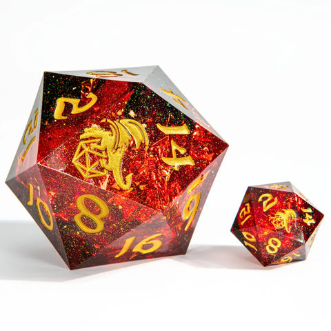 Sharp Edge Resin 55mm Chonk D20 - Magic Red