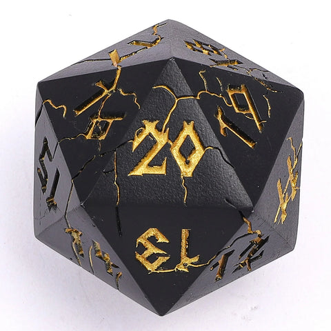 35MM Spindown D20 Metal Dice - Matt Black