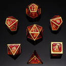 Draconis Metal Dice Set - Gold W/ Red & Orange