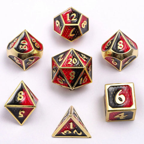 Mini Behemoth RPG Dice Set - Gold W/ Red & Black