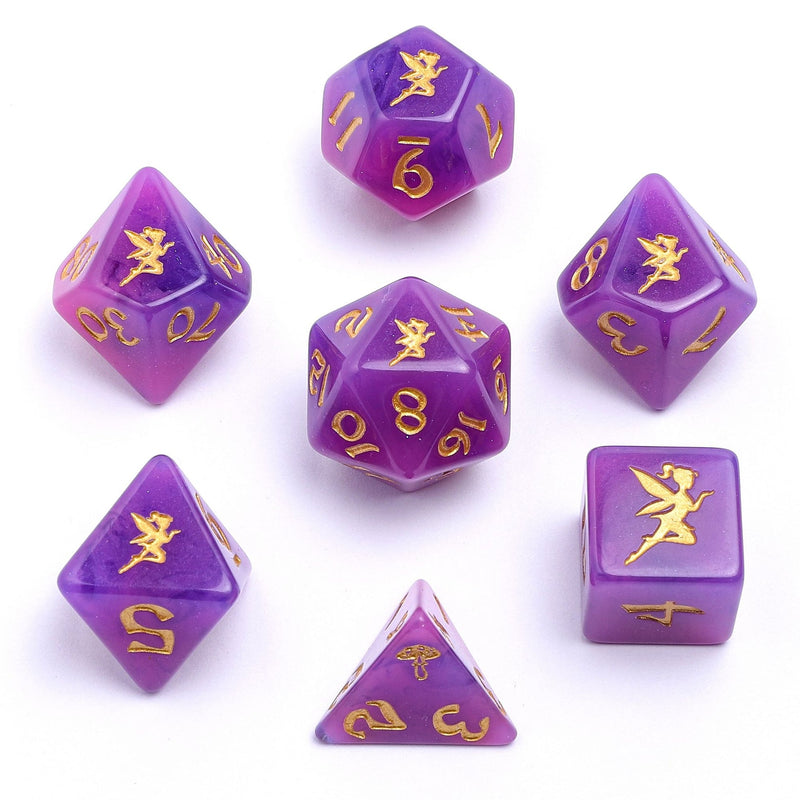 Pixie Dust Dice Polyhedral Set Glow in the Dark - Gold