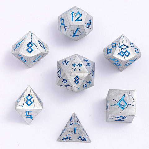 Barbarian Metal Dice Set - Brushed Blue