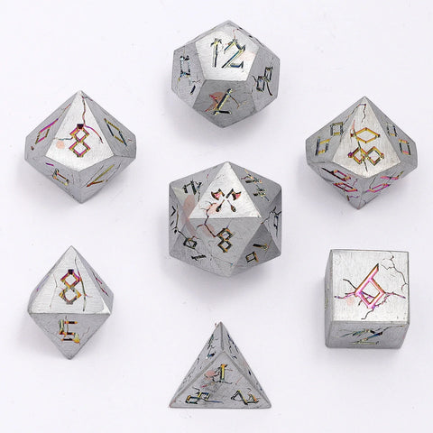 Barbarian Metal Dice Set - Brushed Rainbow