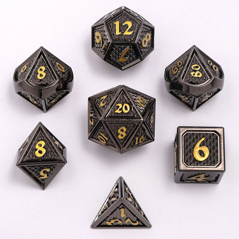 Behemoth Metal Dice Set - Gunmetal W/ Gold