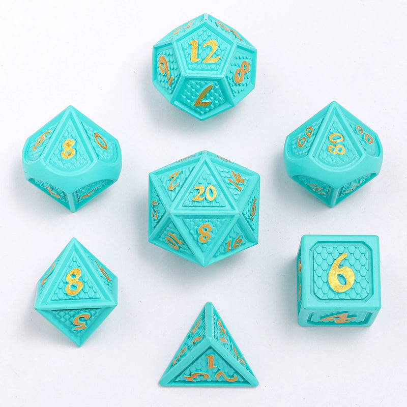 Behemoth Metal Dice Set - Turqiouse W/ Gold