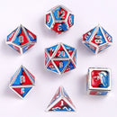 Draconis Metal Dice Set - Silver W/ Red & Blue