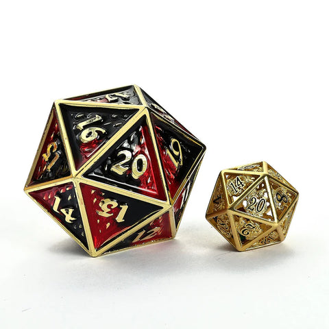 45MM METAL BEHEMOTH SPINDOWN D20 - GOLD WITH RED & BLACK