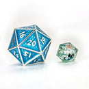 45MM SOLID METAL BEHEMOTH SPINDOWN D20 - GLOW IN THE DARK BLUE