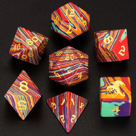 Synthetic Stone Dice - Rainbow Layered