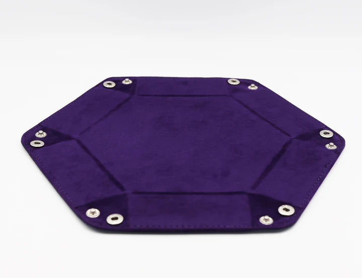 Leatherette & Velvet Dice Tray Navy W/ Purple Hex