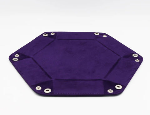 Leatherette & Velvet Dice Tray Navy W/ Purple Hex