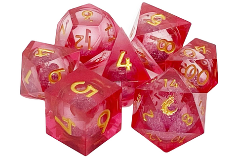 OSDLIQ-13 Sharp Edged Dice Set: Liquid Infused - Crimson Fury