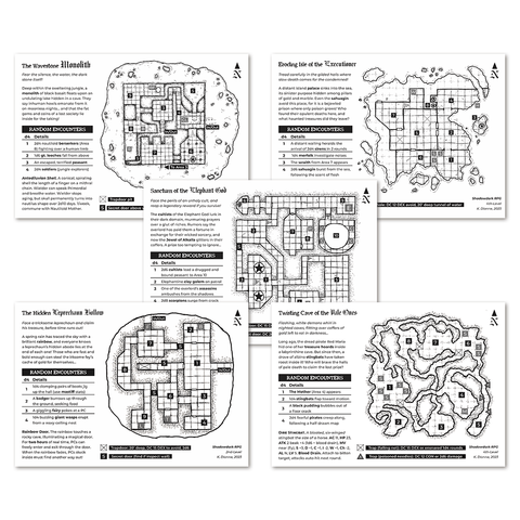 Shadowdark RPG - Five Mini Adventure Cards