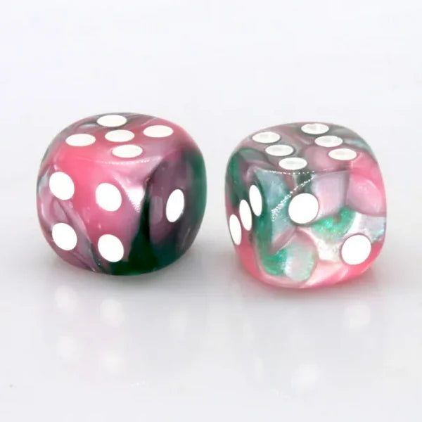 FBG2531 12 piece Pip D6's - Pink and Green Pearlescent