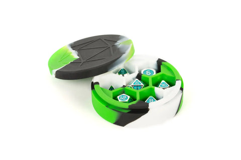 MDG Silicone Round Dice Case - Green/Black/White
